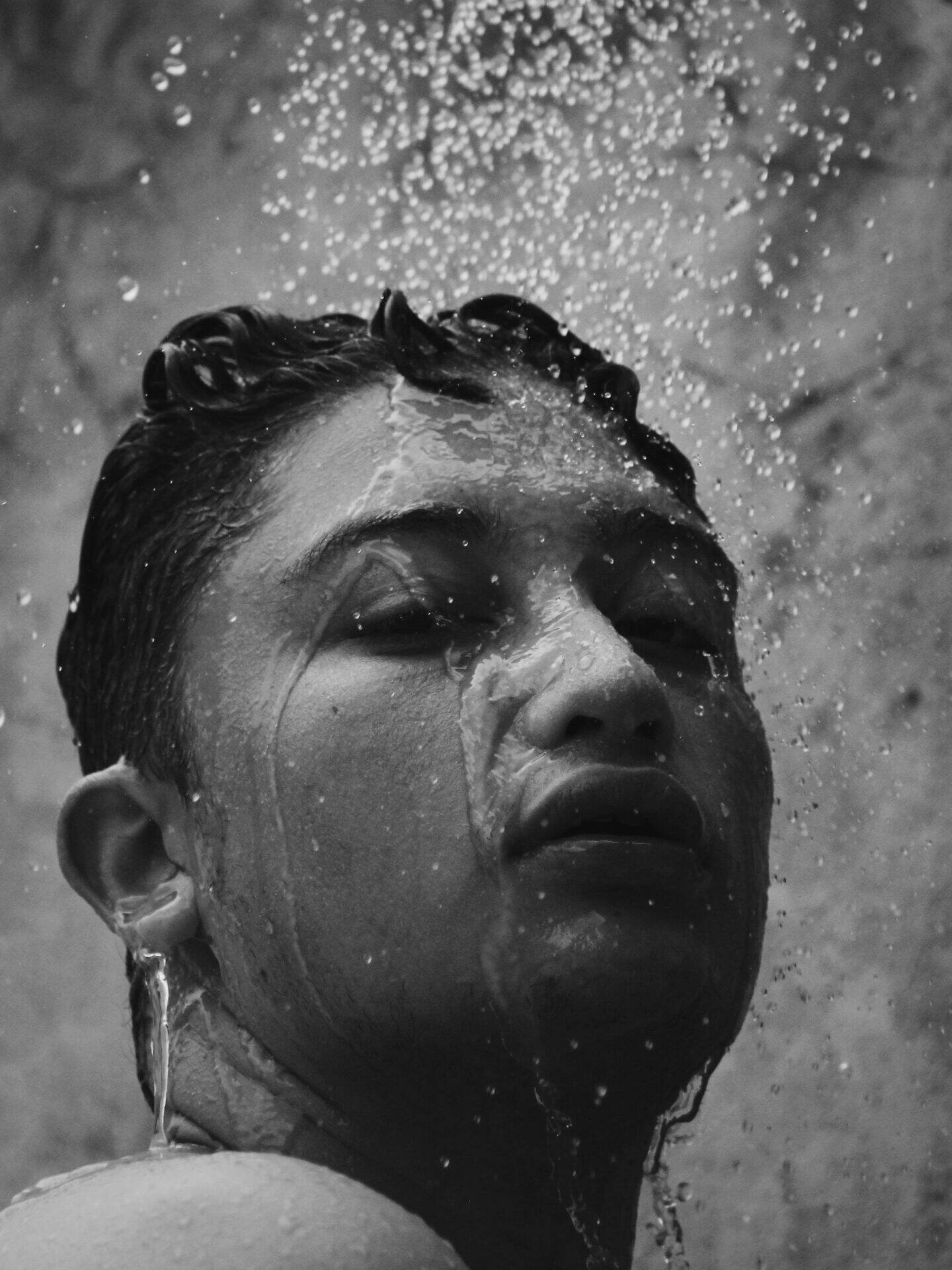 a person in the shower