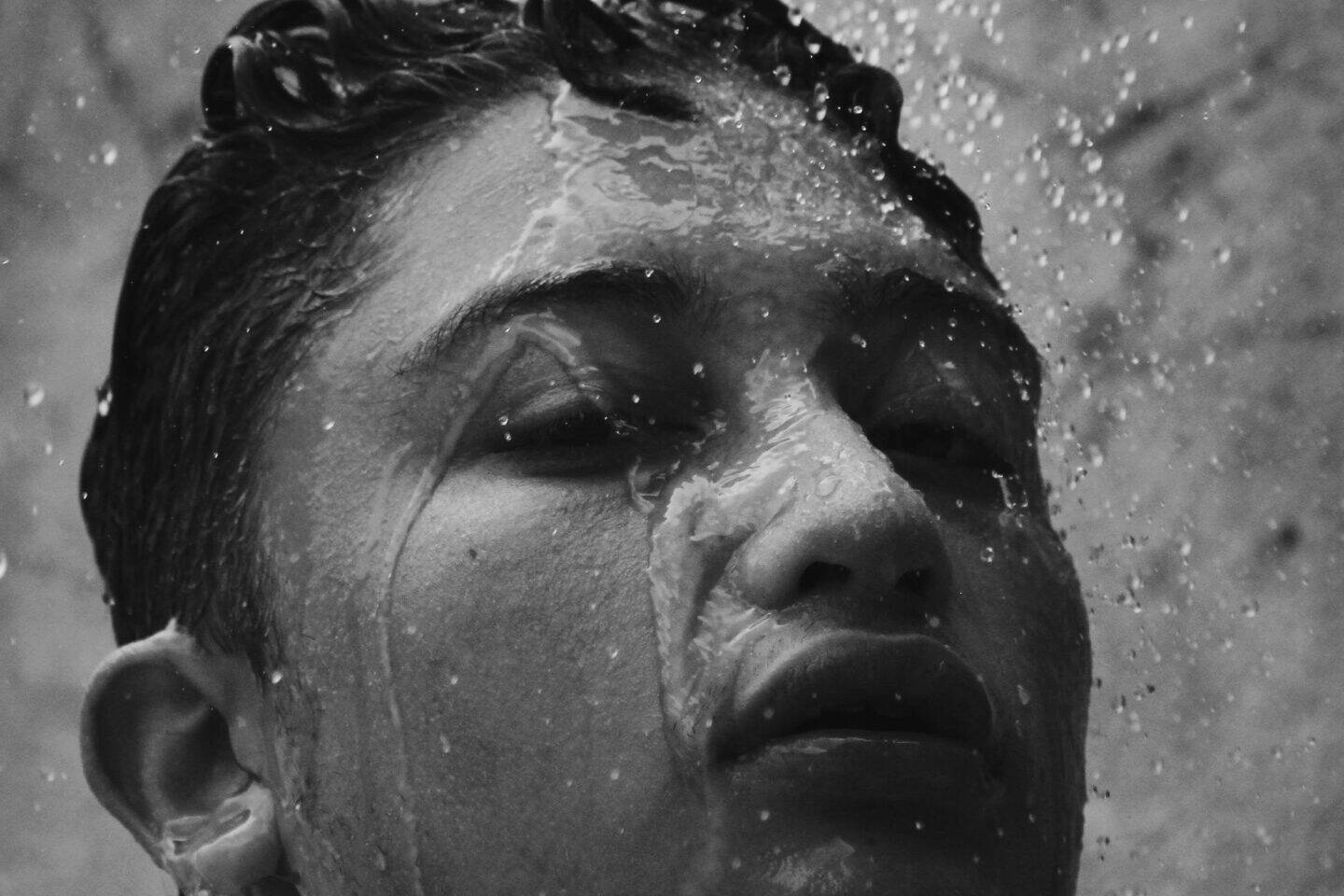 a person in the shower